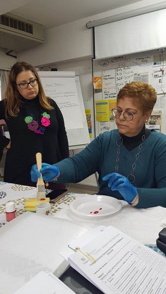 ΜΕ07.002 Υφασματολογία, Λαϊκή Τέχνη και Παράδοση στο μάθημα της Οικιακής Οικονομίας, 2018 -2019 - Παραδοσιακά μοτίβα με Foam και σφραγίδες με τη χρήση βαφών υφασμάτων  - όνομα  folder «Foam»